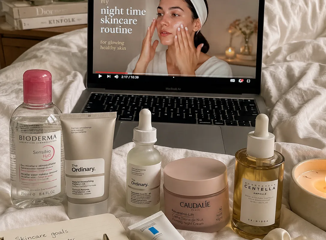 cozy night skincare routine