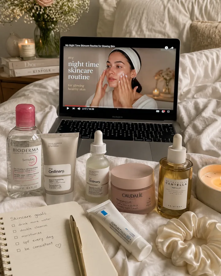 cozy night skincare routine