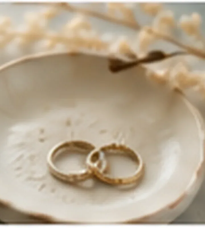 Handmade air-dry clay trinket dish on a craft table