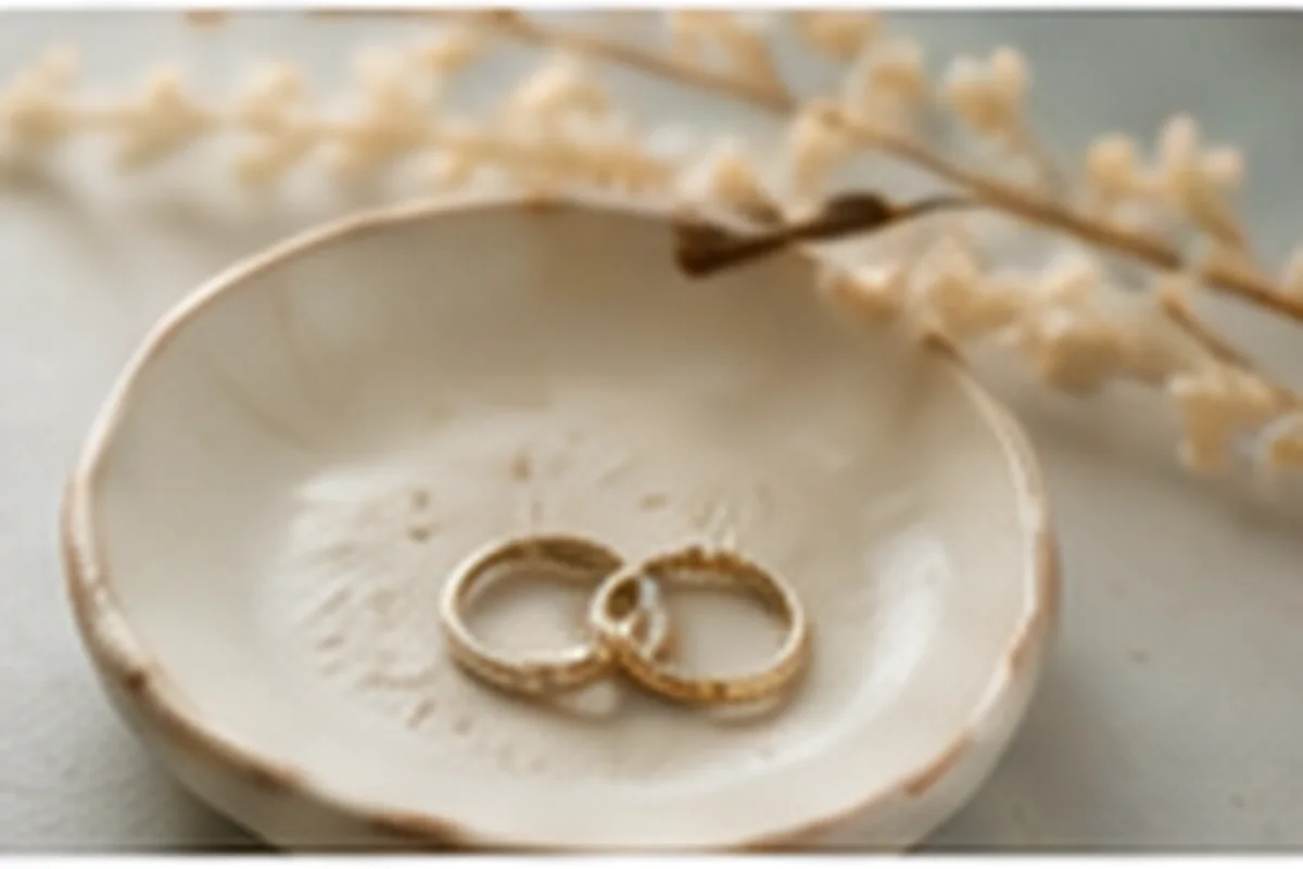 Handmade air-dry clay trinket dish on a craft table