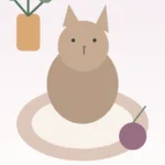 Relaxed indoor cat in a cozy home with toys nearby