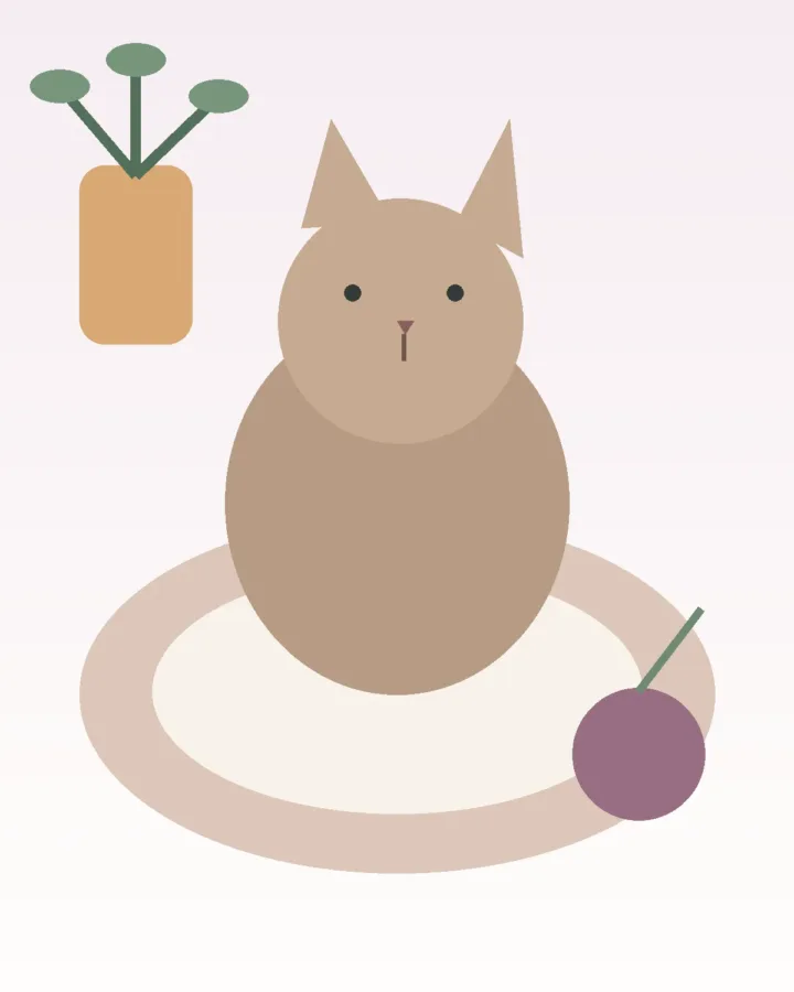Relaxed indoor cat in a cozy home with toys nearby