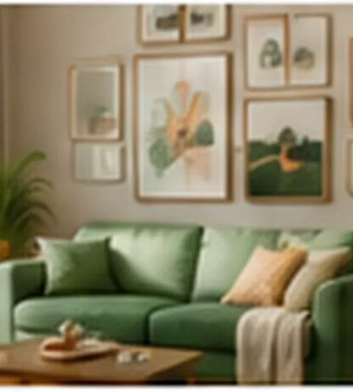 Cozy small living room with simple furniture and open space
