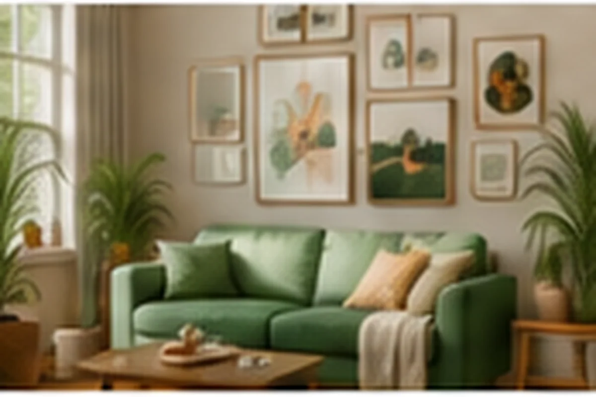 Cozy small living room with simple furniture and open space
