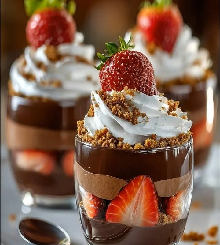 strawberry chocolate mousse parfait