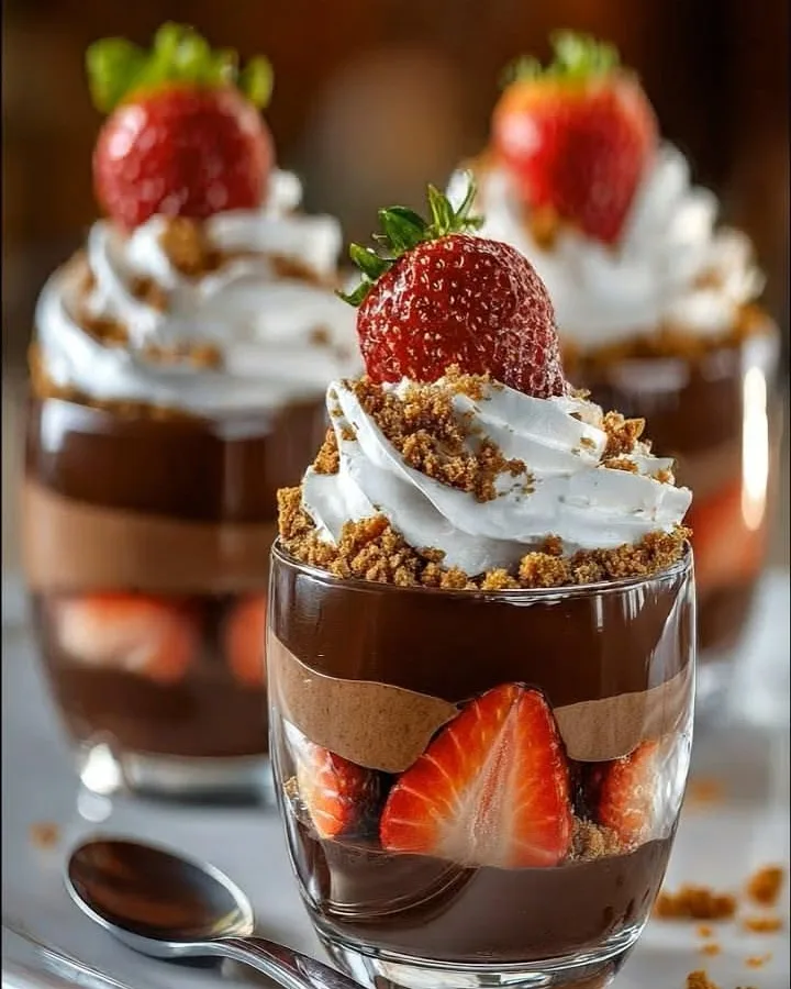 strawberry chocolate mousse parfait