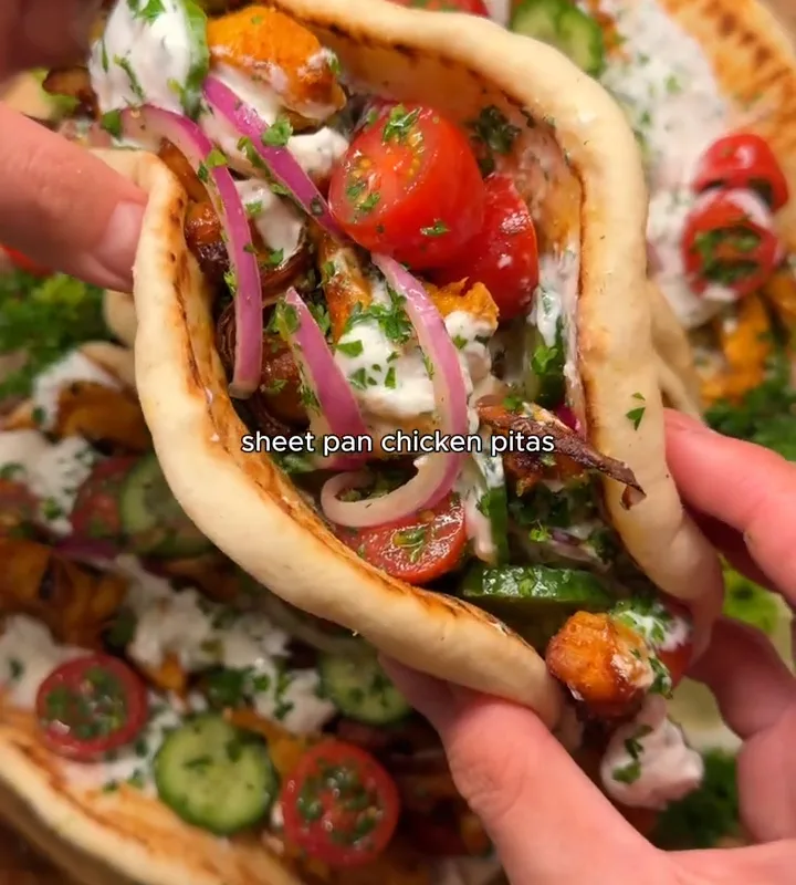 sheet pan chicken pitas