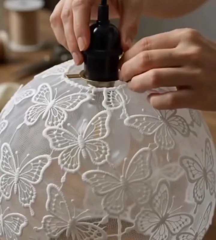 diy net cloth hanging light