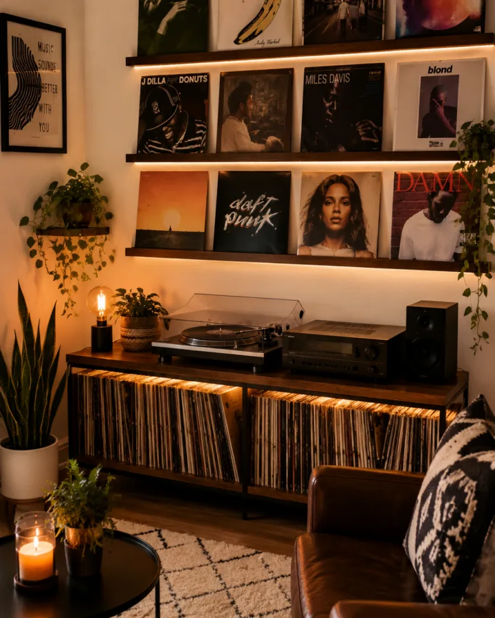 cozy living room gallery wall