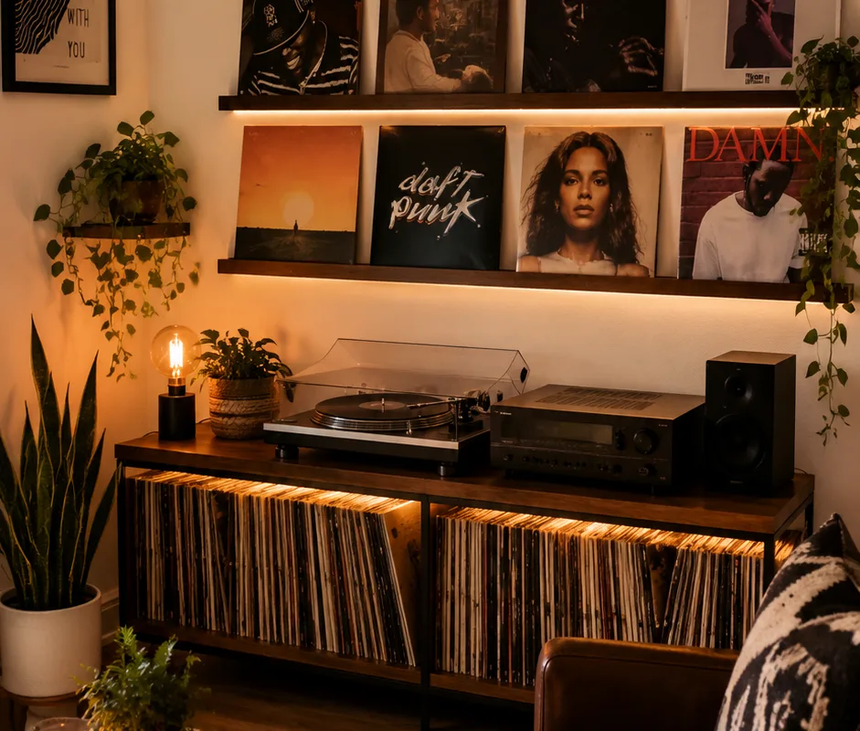 cozy living room gallery wall
