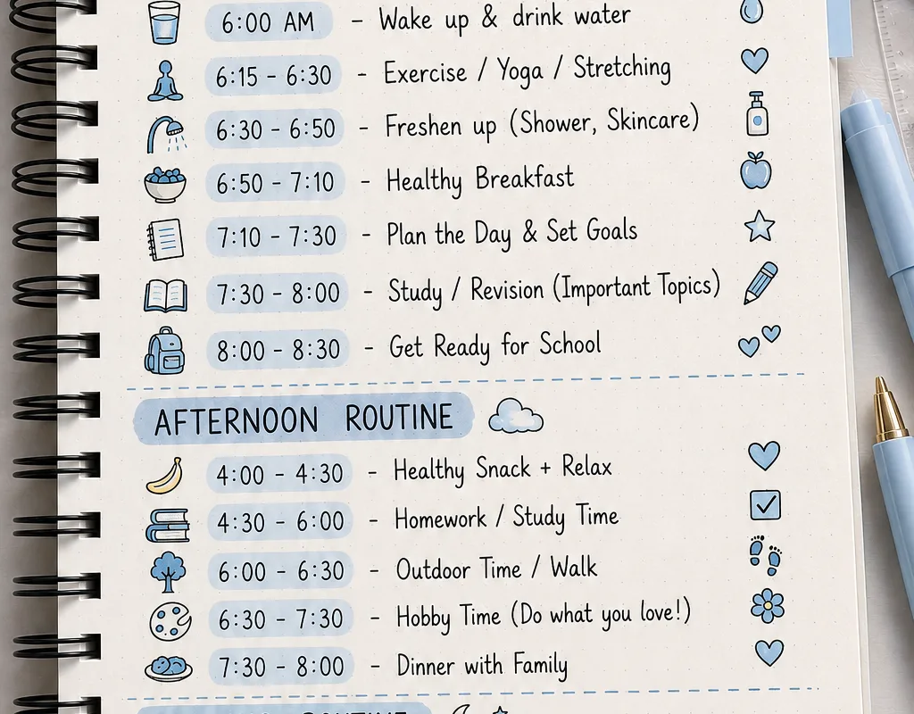 aesthetic study routine for students