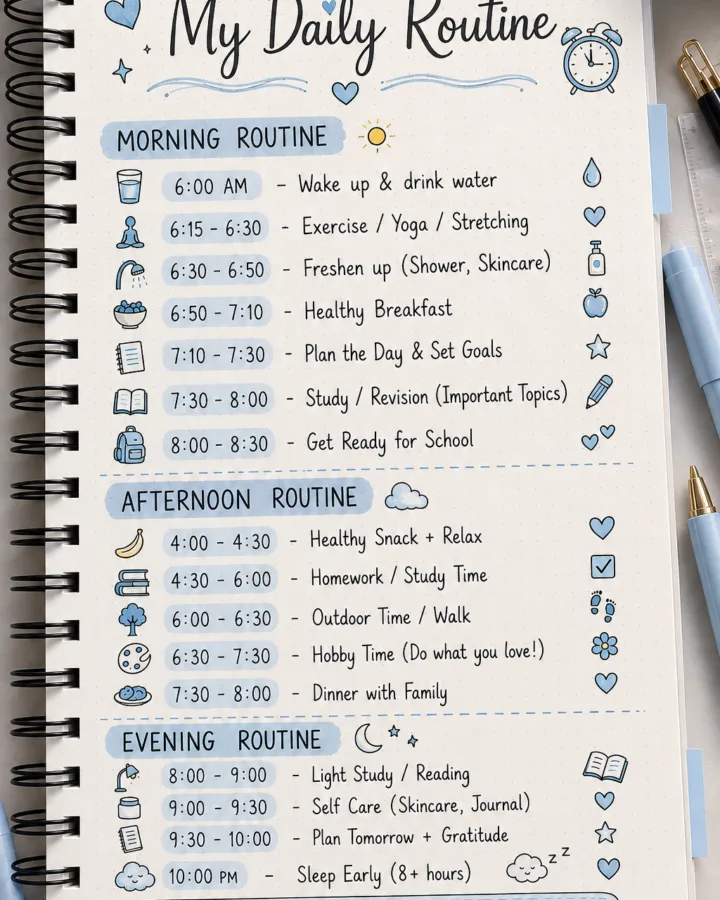 aesthetic study routine for students
