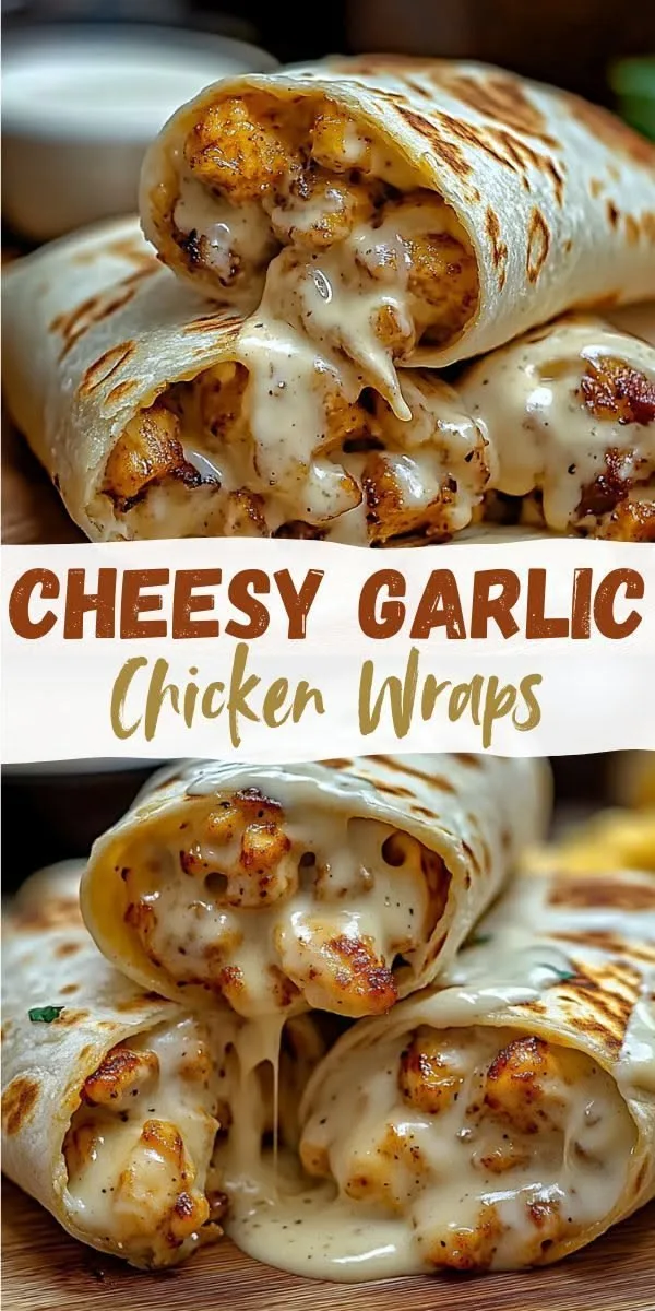 Cozy Cheesy Garlic Chicken Wraps