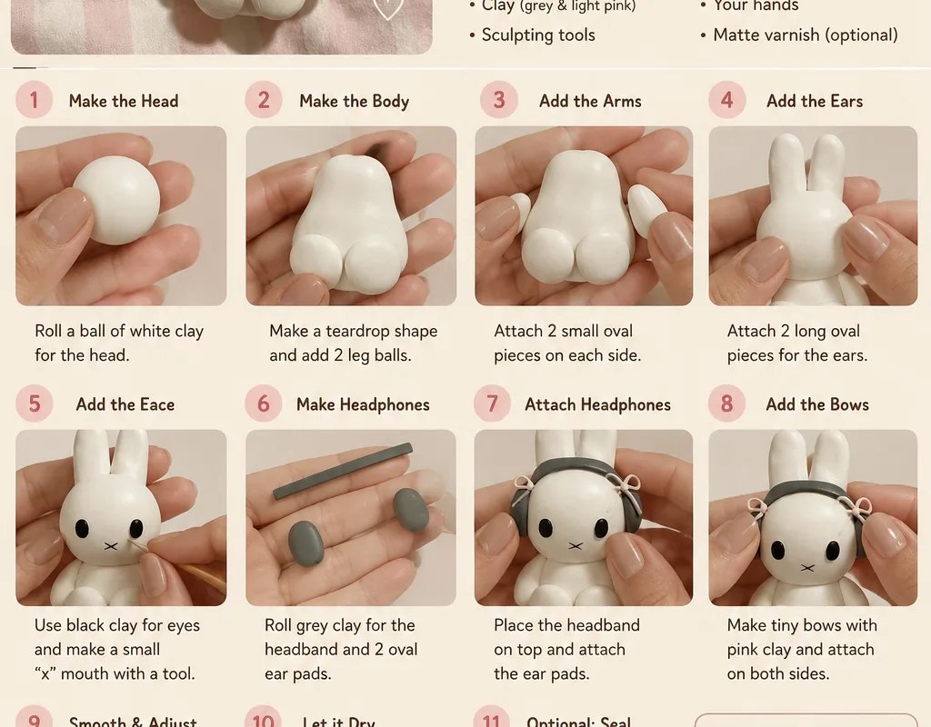 diy cute bunny clay tutorial