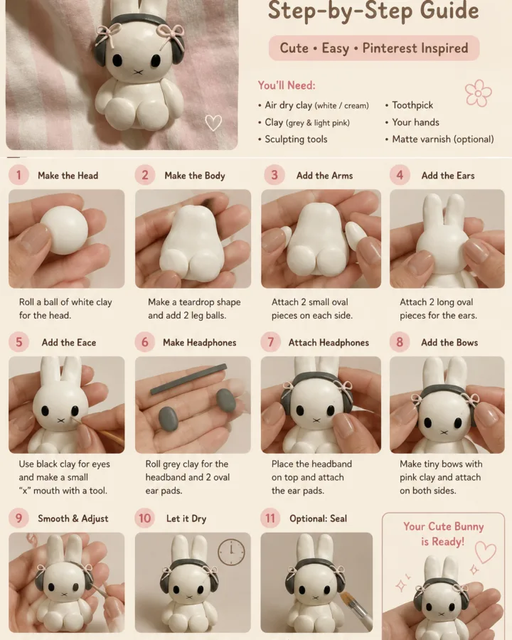 diy cute bunny clay tutorial