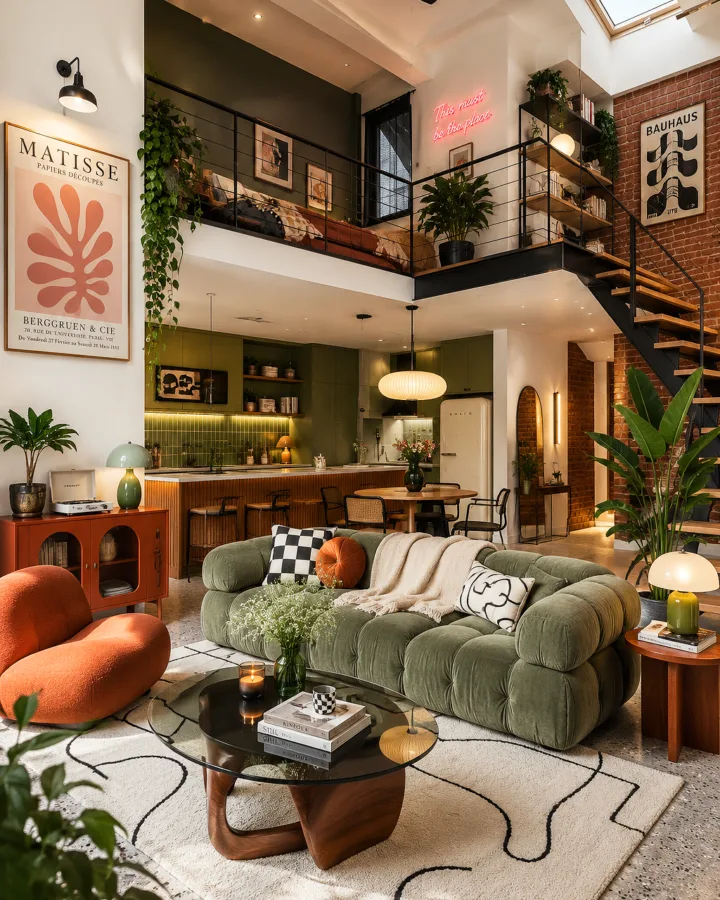 sage green loft ideas