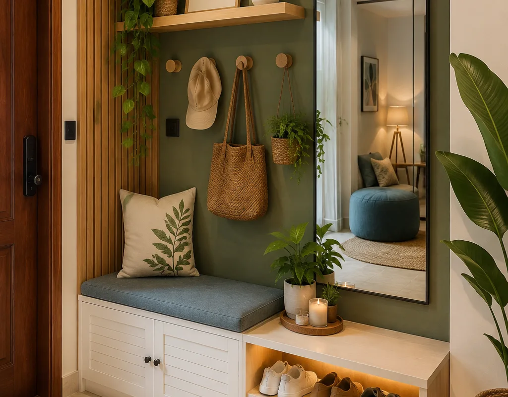 modern green entryway decor