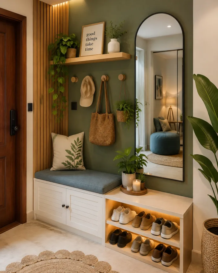 modern green entryway decor