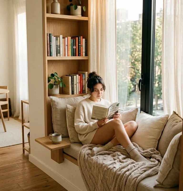 cozy minimalist reading nook
