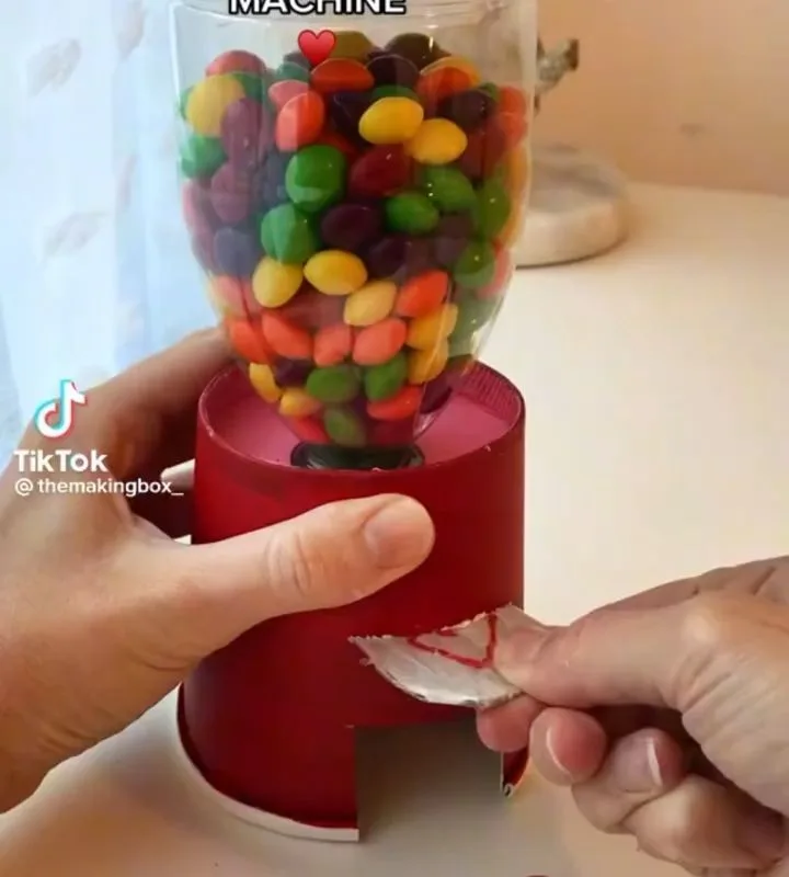 diy valentines skittle gum ball machine