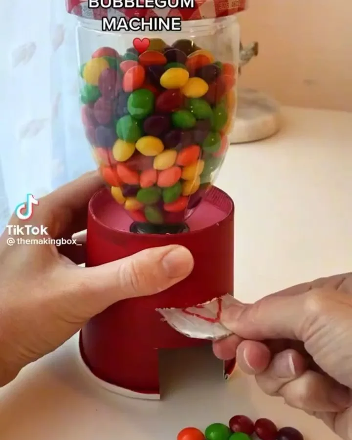 diy valentines skittle gum ball machine