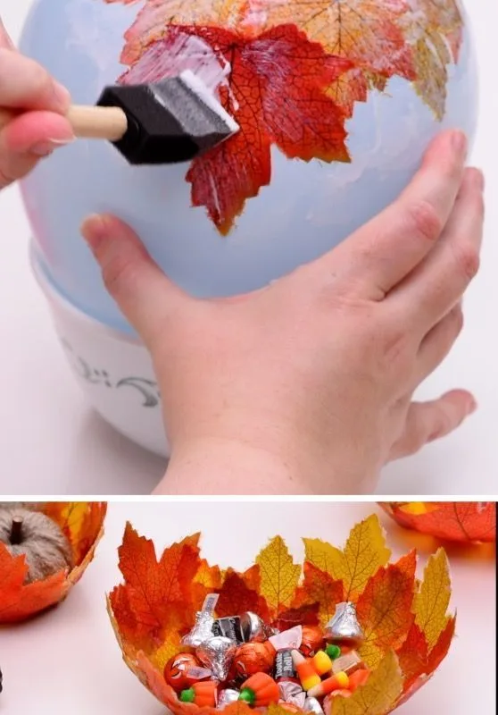 diy fall leaf bowl