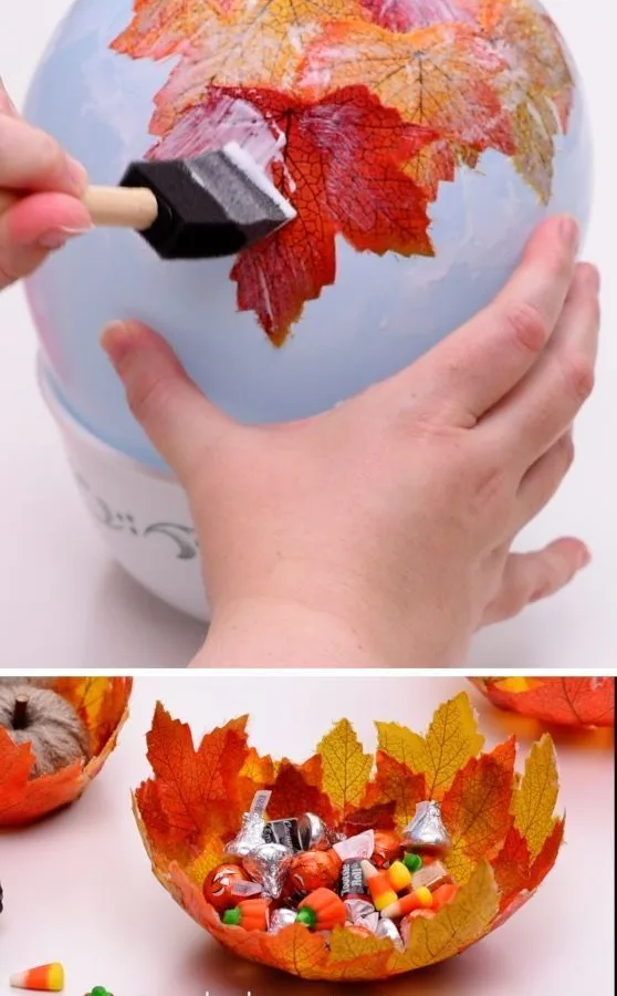 diy fall leaf bowl