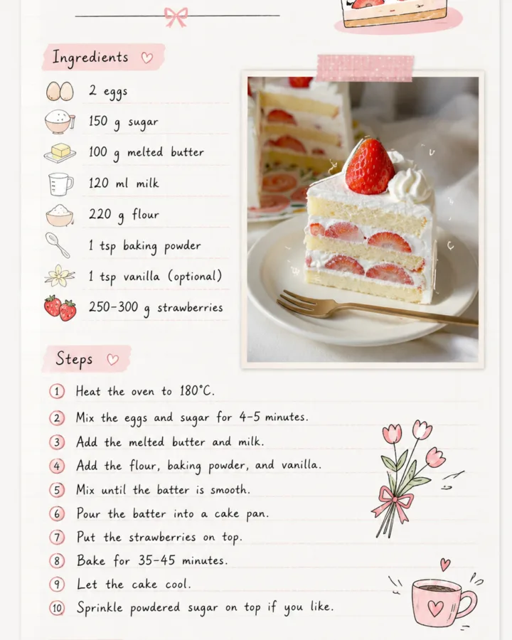 easy strawberry cream cake recipe