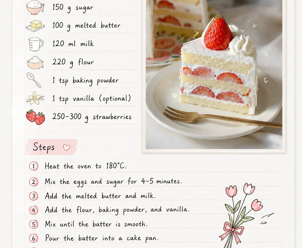 strawberry cream cake recipe