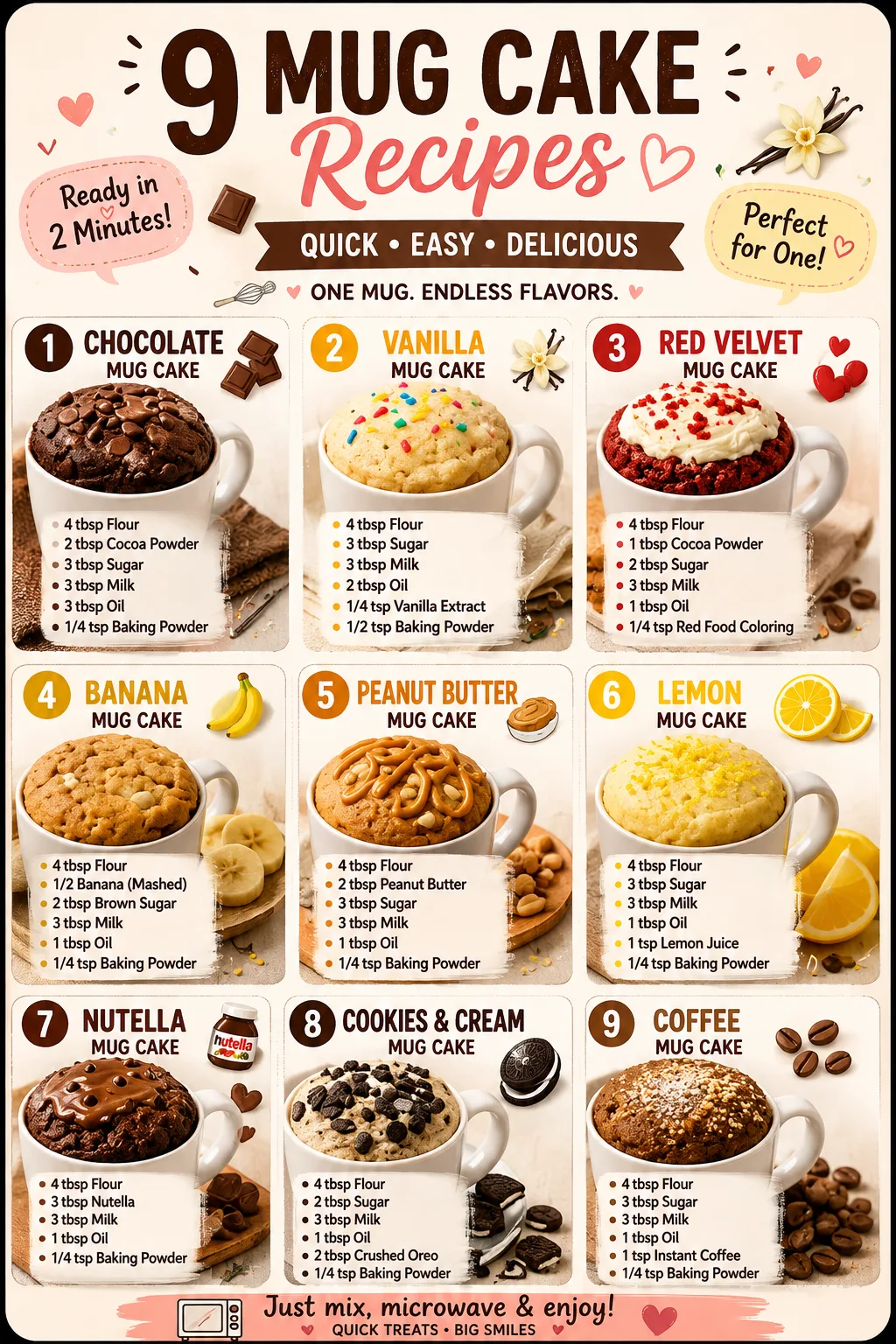 9 Easy Mug Cake Recipes for Every Sweet Craving 🍰☕