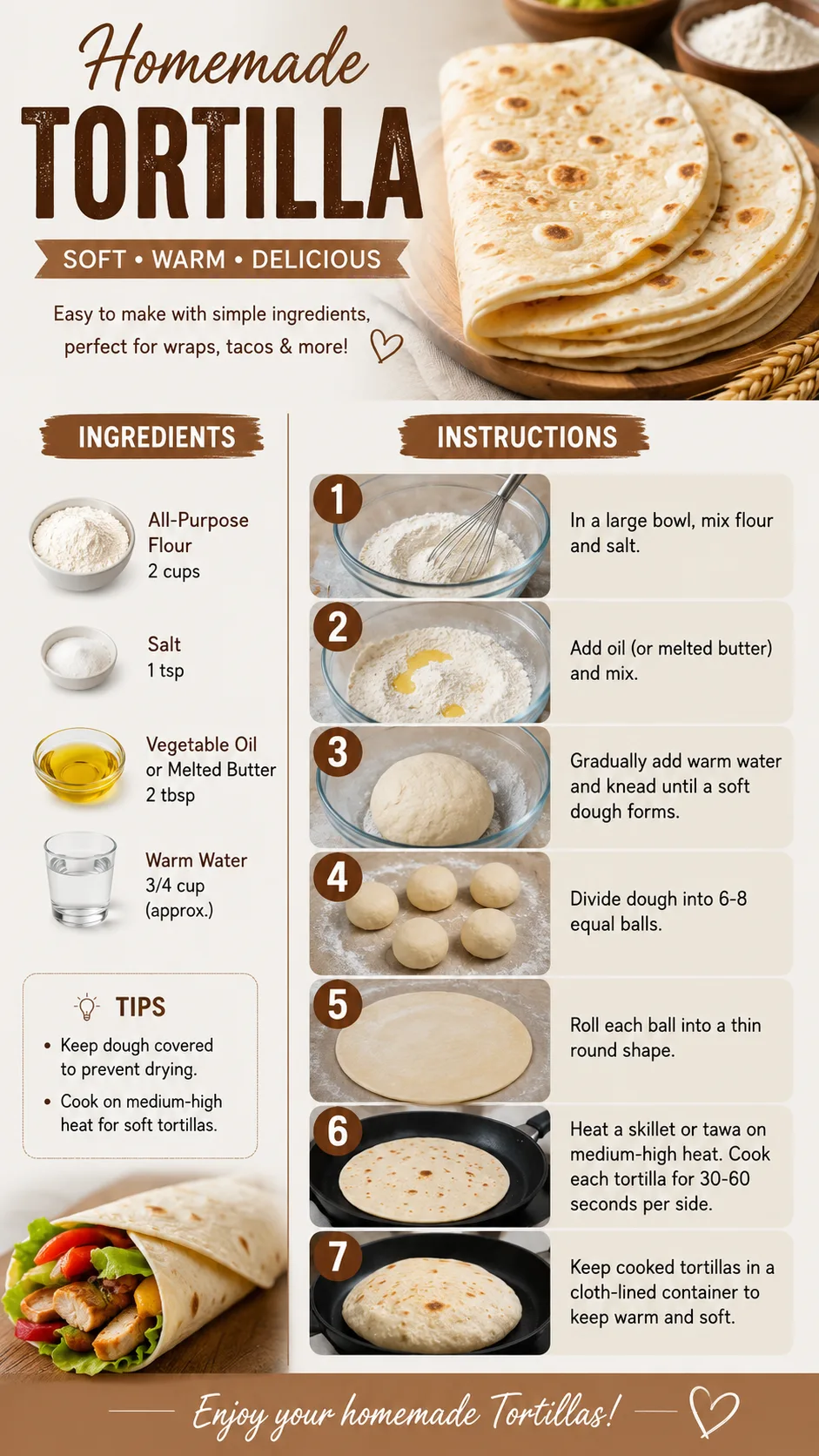 Authentic Homemade Tortilla Recipe Step by Step Easy Flour Tortillas with Simple Ingredients