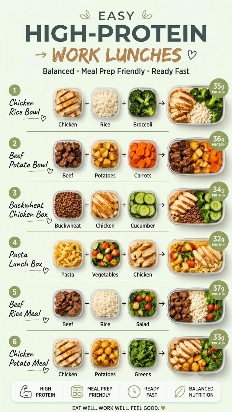 6 High Protein Work Lunches (Easy Meal Prep)
