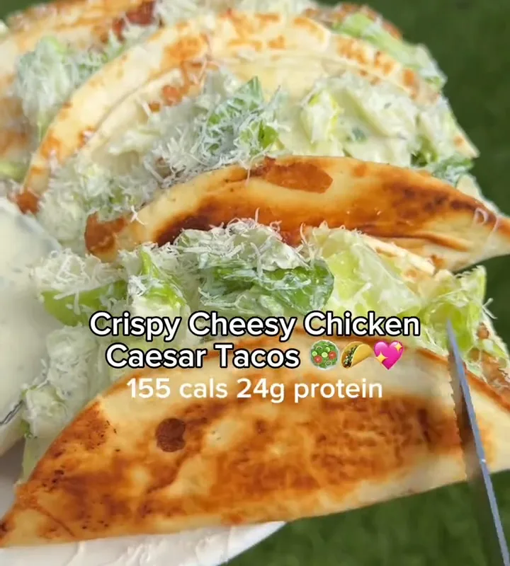 crispy cheesy chicken caesar tacos