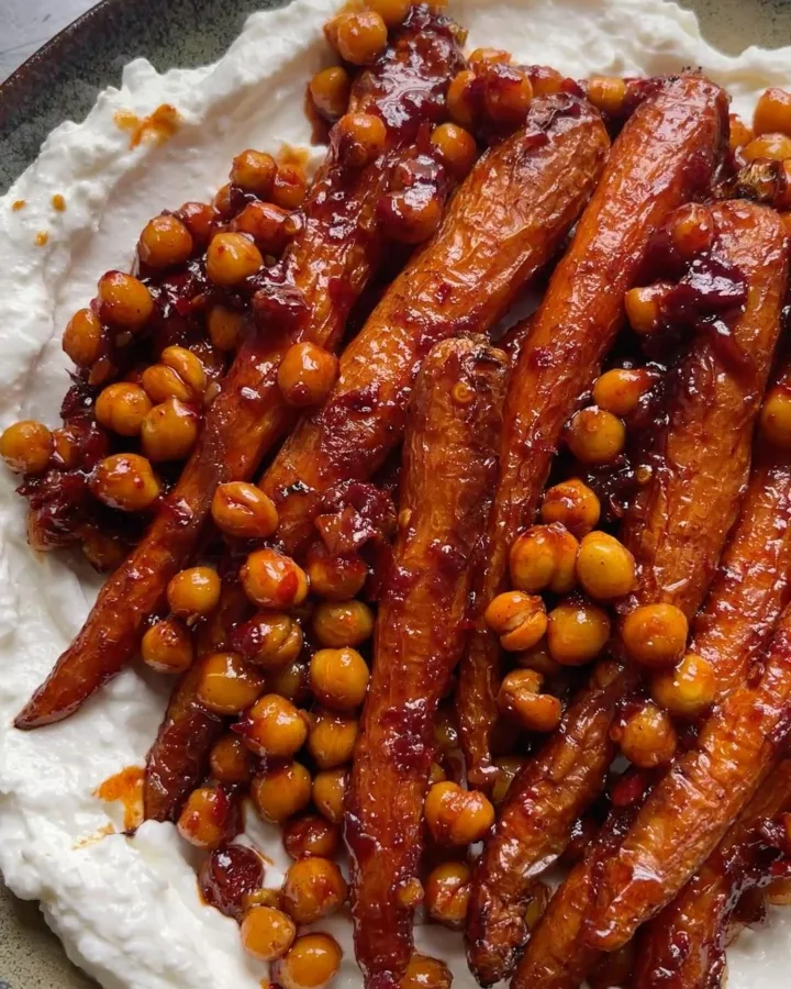 honey caramelised carrots with whipped feta
