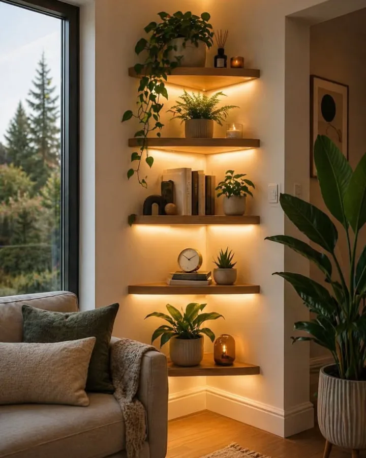 rustic living room organization