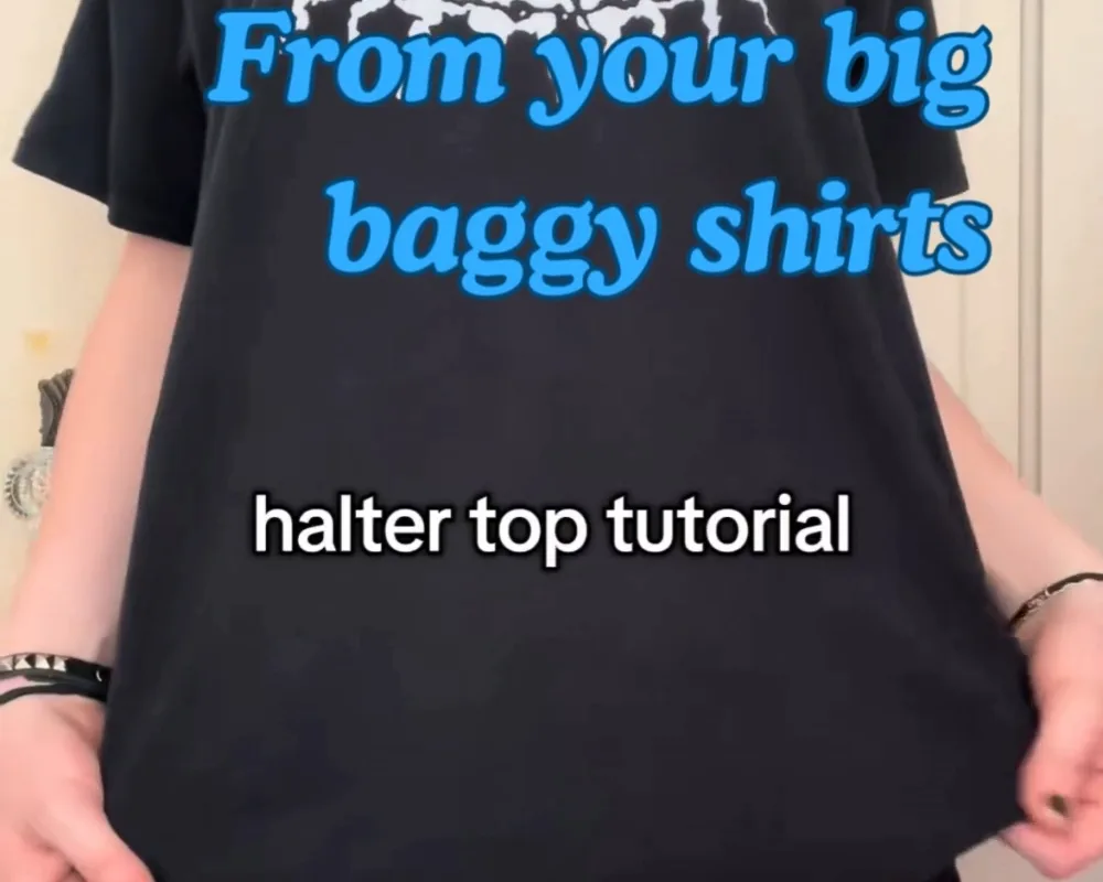 diy halter top from baggy shirt