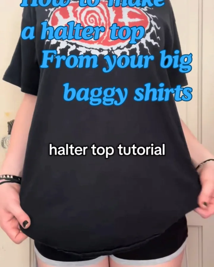 diy halter top from baggy shirt