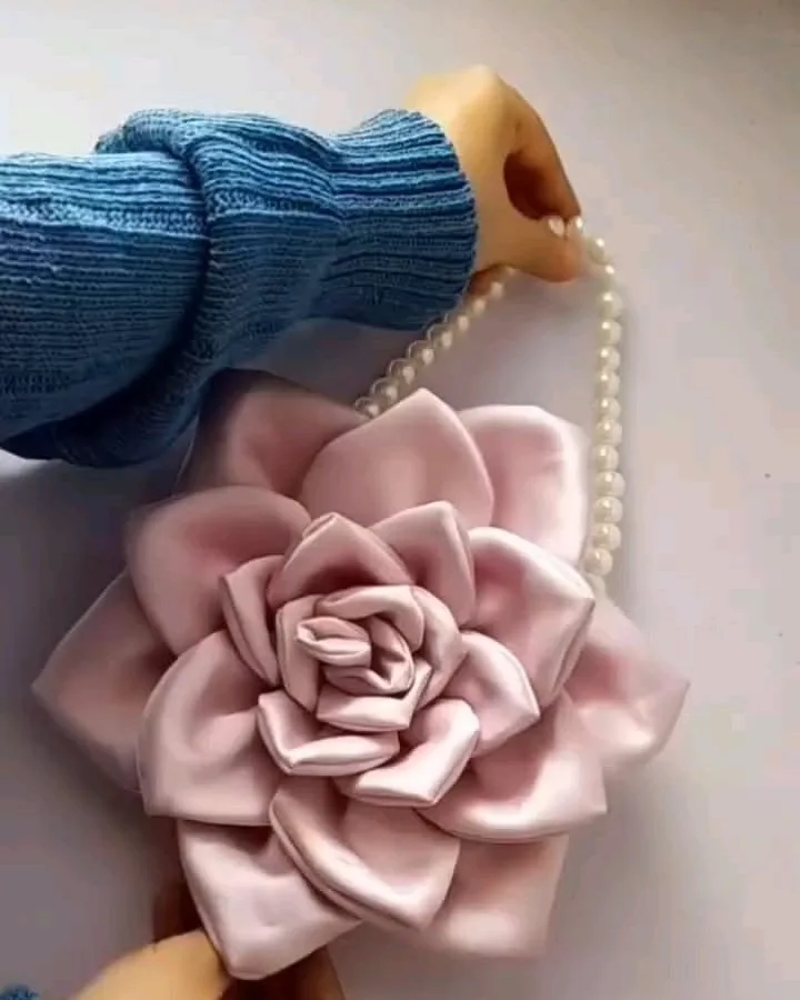 diy satin flower clutch bag