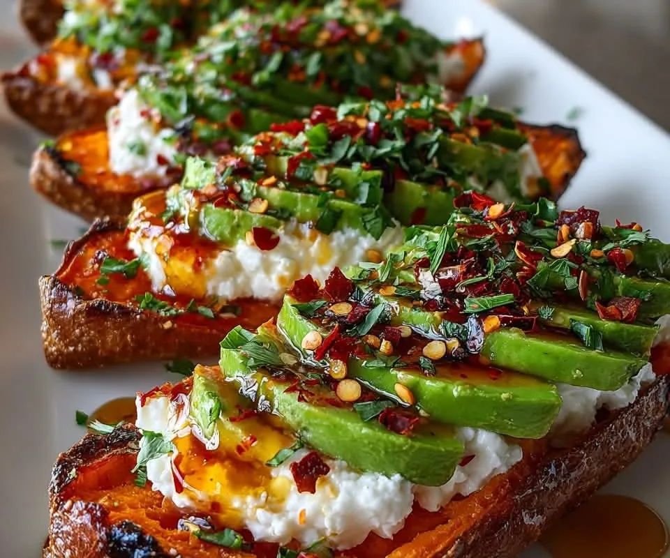 mediterranean loaded sweet potato skins