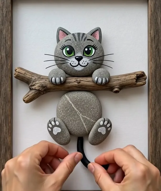 pebble cat art step by step