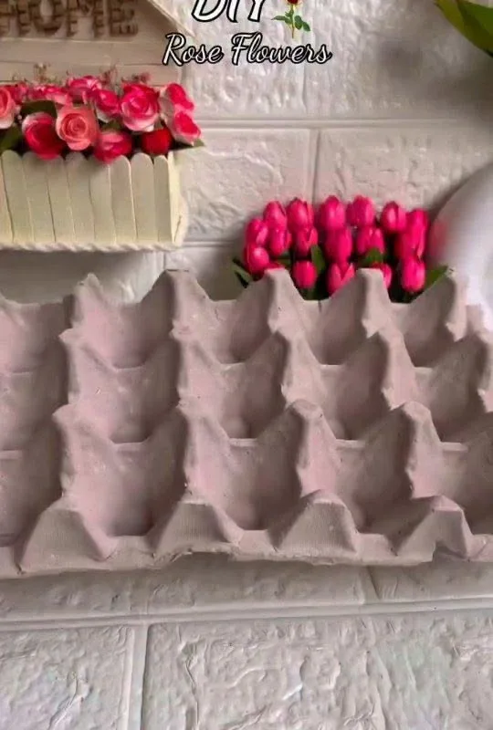 egg tray roses diy