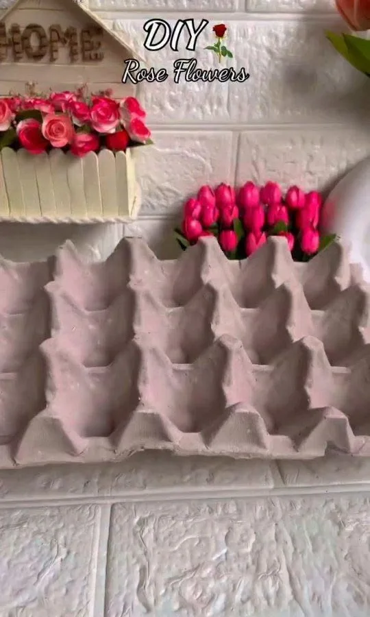 egg tray roses diy