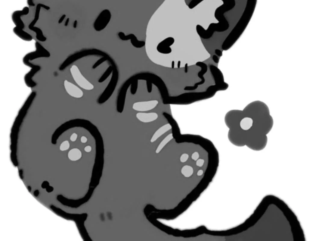 black and white cat drawing
