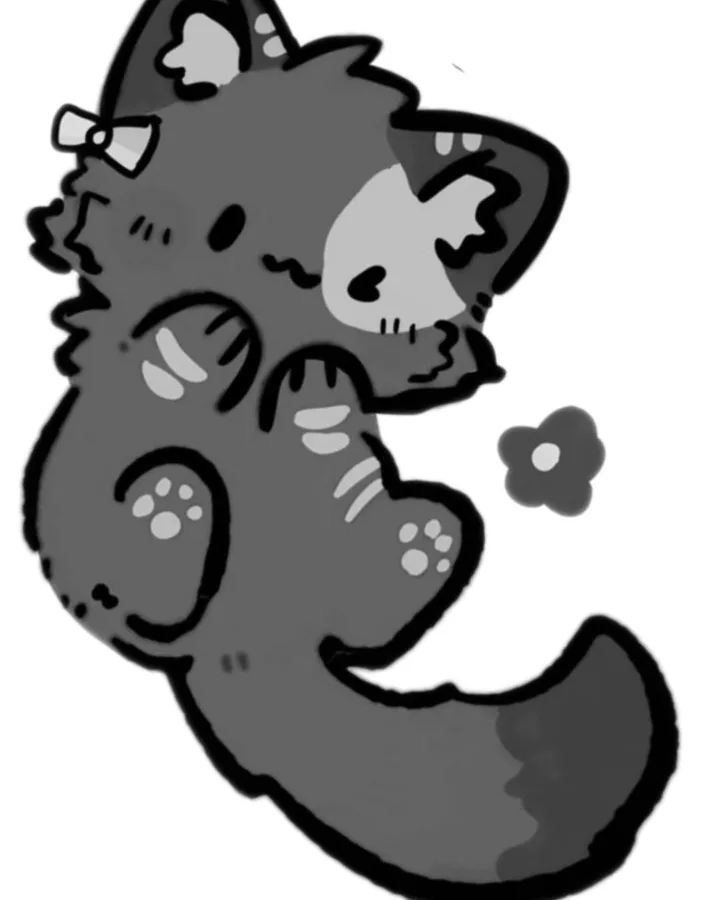 black and white cat drawing