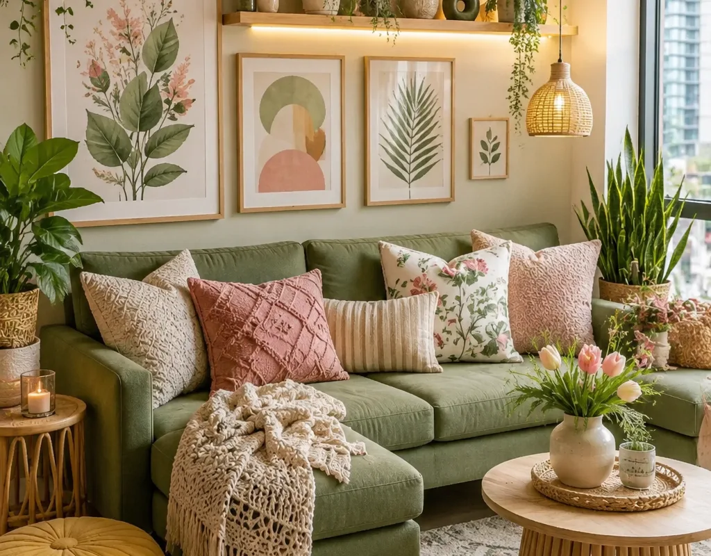 neutral living room wall art