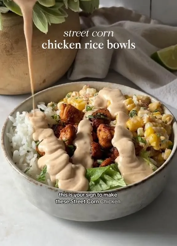 corn chicken rice bowls