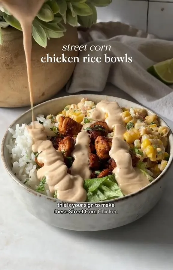 corn chicken rice bowls