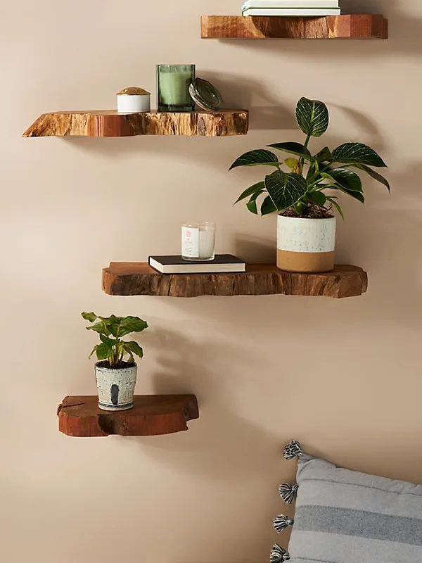 live-edge shelves