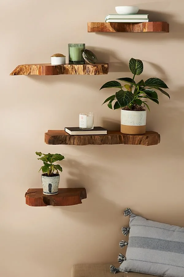 live-edge shelves