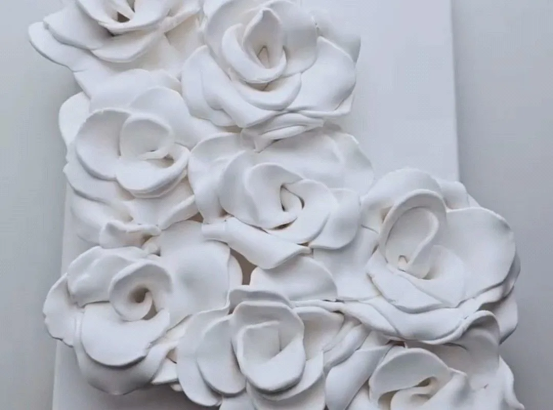 clay rose flowers on canvas